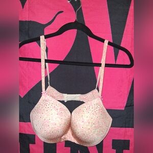 Victoria Secret Body By Victoria Plunge Padded Leopard Print Bra With Bling 38B